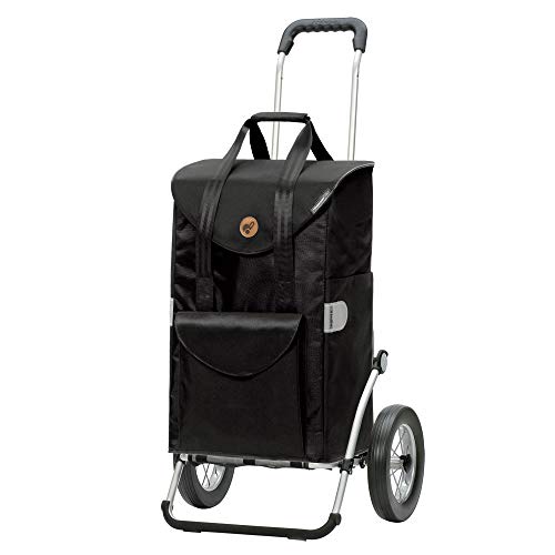 Andersen Einkaufstrolley Royal mit Metallspeichenrad und Einkaufstasche Senta schwarz 49 Liter