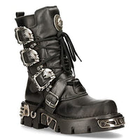 Thumbnail for New Rock Unisex Metallic 391 Schwarz Reactor Schädel Teufel Gote Punk Leder Wadenstiefel 37 im Sale