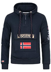 Thumbnail for Geographical Norway Gymclass Men - Hoodie herren mit Kapuze Zip Tasche Känguru Mann - Pullover Sweatshirt Warm Langarm - Hoody Männer Jungen Frühling Sommer Herbst Winter (Marineblau ) im Sale