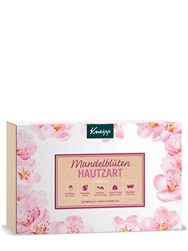 Kneipp Geschenkset Mandelblüten Hautzart Collection - ausgewählte Mandelöl & Mandelblüten Bestseller: Duschbalsam, Pflegeölbad, Creme-Öl-Peeling, sensitiv Körpermilch & Handcreme - ideales Geschenk im Sale