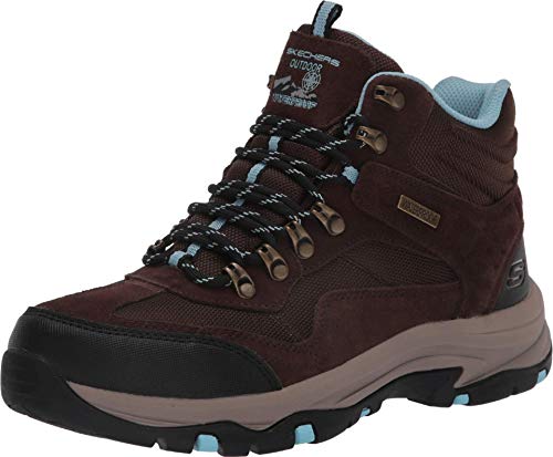 Skechers Damen Trego Base Camp Walking-Schuh, Chocolate Suede Textile Light Blue Trim, EU im Sale