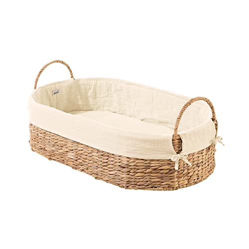 Geuther Moses Nest Babynest Tragekorb ruhiger Schlafplatz für Babys aus natürlichem Korbgeflecht waschbar mit atmungsaktiver Matratze aus 100% Bio Baumwolle Farbe: Beige, 5.66 kilograms im Sale