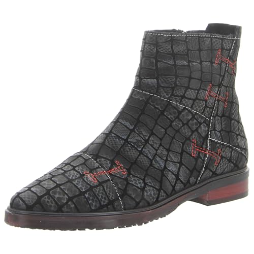 Simen Damen Stiefeletten grau-rot im Sale