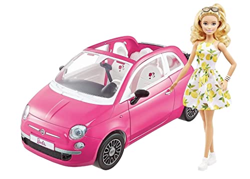 Barbie GXR57 - Puppe und FIAT, Viersitzer Puppe mit Moden und Accessoires, Geschenk für Kinder von 3 bis 7 Jahren im Sale