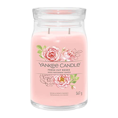 Yankee Candle Signature Duftkerze | große Kerze mit langer Brenndauer „Fresh Cut Roses“ | Soja-Wachs-Mix | Perfekte Geschenke für Frauen im Sale