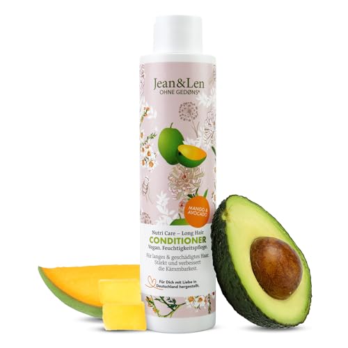 Jean&Len Conditioner Nutri Care Mango & Avocado, für langes & geschädigtes Haar, wirkt Haarbruch entgegen, verbessert das Feuchthaltevermögen, ohne Parabene & Silikone, vegan, 300 ml