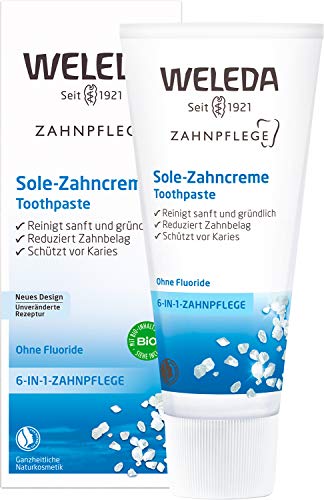 WELEDA Bio Sole Zahnpasta - fluoridfreie Naturkosmetik Zahncreme mit Meersalz zur natürlichen Zahnpflege. Sanfte Zahnreinigung mit Pfefferminzöl schützt Zähne vor Karies & Zahnstein (vegan / 75ml) im Sale