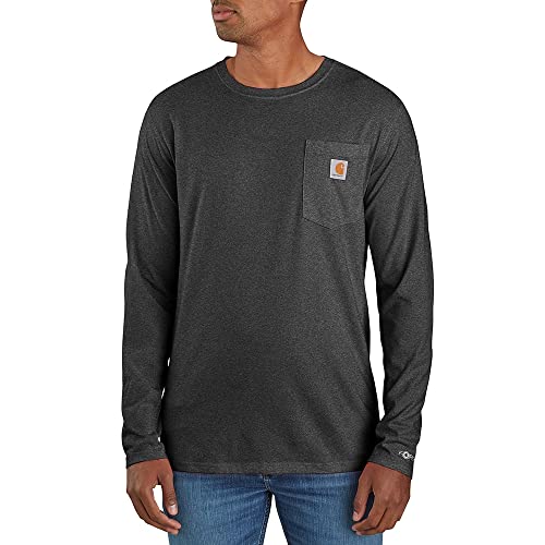 Carhartt Herren Force Relaxed Fit Midweight Long-Sleeve Pocket Arbeits-T-Shirt, Carbon Heather Gr. L im Sale