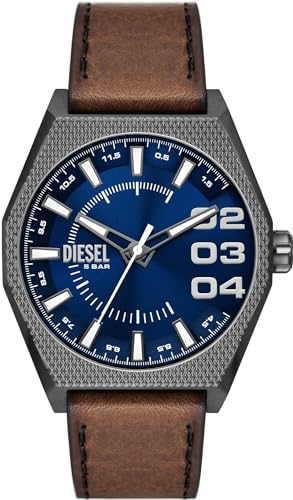 Diesel Herrenuhr Scraper quarz/3 Zeiger Uhrwerk 44mm Gehäusegröße mit einem Lederarmband DZ2189 im Sale