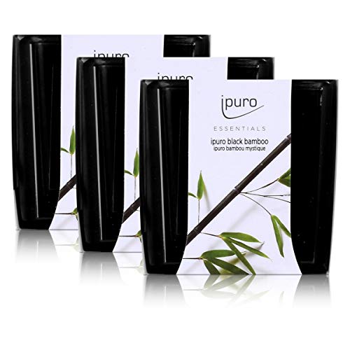 Essentials by Ipuro Duftkerze black bamboo 125g - Kräftig, grüne Frische vereint mit einer holzigen Nuance – ein herb-frischer Duft (3er Pack)