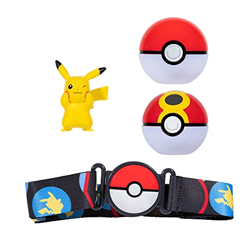 PoKéMoN PKW2720 Clip and Go Set Pikachu 1 x 5cm Figur, 1 Gürtel & 2 x Ball-Offiziell Lizenziertes Pokemon Spielzeug, Mehrfarbig, M, Medium im Sale