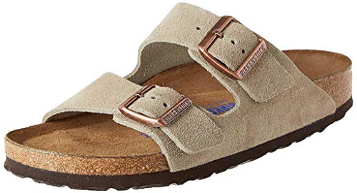 Birkenstock Damen Arizona SFB Taupe, Suede Leather FLIP Flops, 44 EU Schmal im Sale