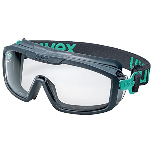 uvex 9143297 Vollsichtbrille Grau, Blau i-guard+ planet, verstellbares Recycling Kopfband, beschlagfrei, kratzfest, chemikalienbeständig