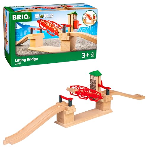 BRIO World 33757 Hebebrücke - Eisenbahnzubehör Holzeisenbahn - Kleinkinderspielzeug empfohlen für Kinder ab 3 Jahren, tolles im Sale