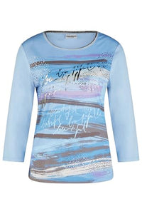 Thumbnail for Damen 3/4 Arm Shirt mit Frontprint SkyBlue im Sale