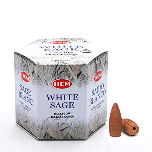 HEM Räucherkegel Incense Cones backflow White sage weißer Salbei 4x40 Stück (Gesamt 160)