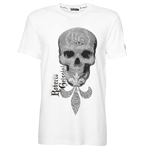 Roberto Geissini Herren T-Shirt Skull-Mystic-White im Sale