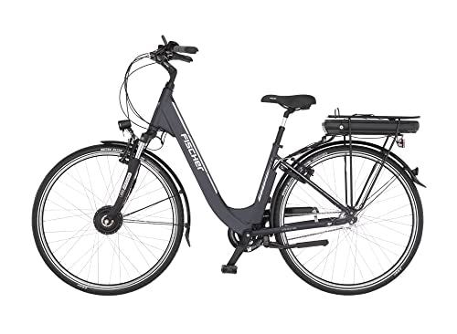 FISCHER Unisex – Erwachsene CITA ECU 1401 Elektrofahrrad für Damen und Herren, RH 44 cm, Frontmotor 32 Nm, 36 V Akku, Anthrazit, 44cm-522Wh