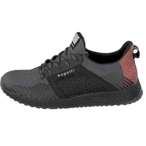 Bugatti Herren Aus Atmungsaktivem Mesh, Turnschuh Mit Memory Foam, Elastische Schnürsenkel Slip On Sneaker, Schwarz, 43 EU im Sale