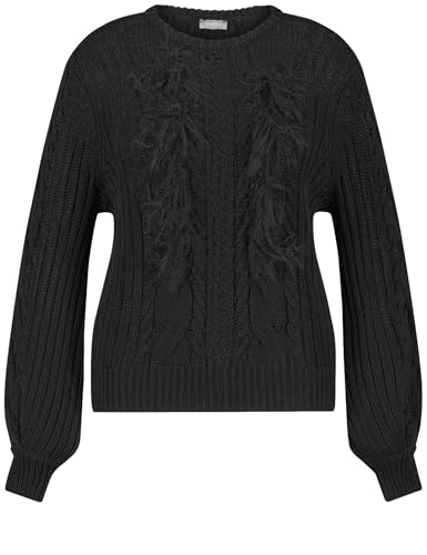 Samoon Damen Pullover 1/1 Arm Langarm, Ärmelbündchen unifarben Black 42 im Sale