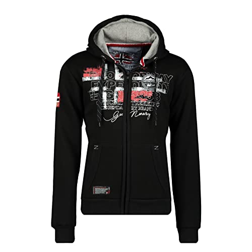 Geographical Norway Gutta Men - Kapuzen-Sweatshirt Und Känguru-Tasche Für Männer - Logo-Sweatshirts Für Männer - Langärmeliges Hoody-Sweatshirt (Schwarz S) im Sale