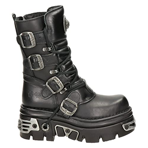 New Rock Shoes - Classic New Rock Leather Boots with Reactor Sole UK 10 / Black im Sale