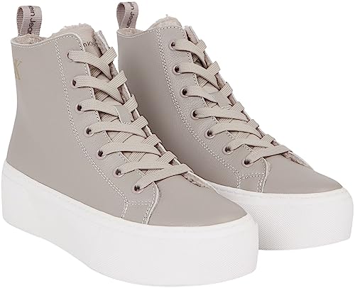 Calvin Klein Jeans Damen Cupsole Sneaker Cupsole Flatform Mid Schuhe, Beige (Porpoise), 36 im Sale