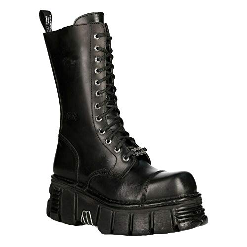 New Rock Stiefel M-MILI211C-C1 Unisex Military Metallisch Schwarz Schnürschuhe 100% Leder Techno Biker 39 im Sale