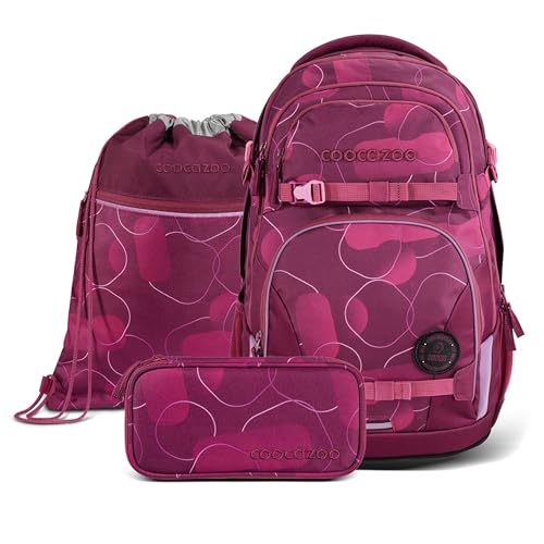 coocazoo Schulrucksack-Set „Berry Bubbles“ 3-teilig, rosa-pink, ergonomischer 30L Tornister, höhenverstellbar, für Kinder ab der 5. Klasse, inkl. Federmäppchen und Turnbeutel im Sale