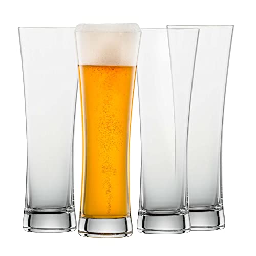 SCHOTT ZWIESEL Weizenbierglas Beer Basic 0,3 l (4er-Set), geradlinige Weizengläser für Weizenbier, spülmaschinenfeste Tritan-Kristallgläser, Made in Germany (Art.-Nr. 130005) im Sale