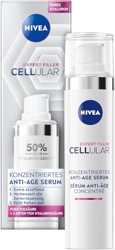 NIVEA Cellular Expert Filler Konzentriertes Anti-Age Serum, effektive Gesichtspflege mit Hyaluron- und Folsäure, Hyaluron Serum für jünger aussehende Haut (40 ml) im Sale