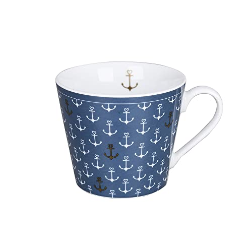 Krasilnikoff HC1161 - Happy Cup Anchor Allover, Thunderblue - Tasse, Anker