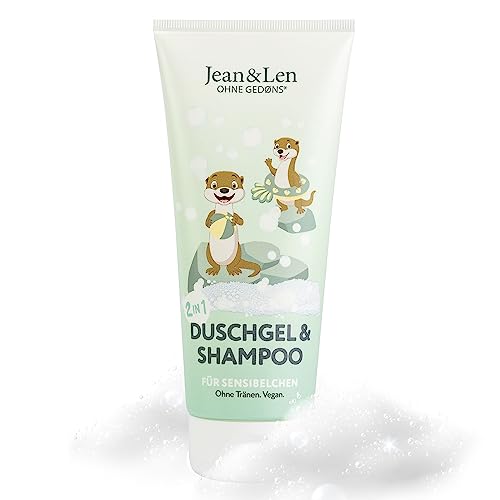 Jean & Len 2in1 Duschgel & Shampoo für Sensibelchen, besonders sanfte Reinigung für Kinderhaut & -haar, kein Brennen in den Augen, pH-hautideal, Duschgel Kinder, ohne Parabene, vegan, 200 ml im Sale