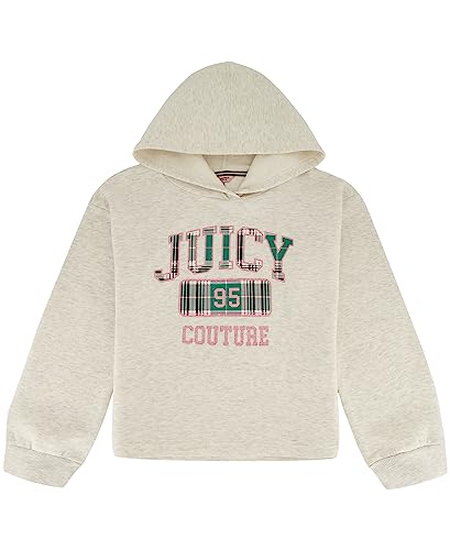 Juicy Couture Mädchen-Kapuzen-Sweatshirt, langärmelig, Fleece, durchgehender Reißverschluss und Kapuzenpullover, Taschen, gerippte Bündchen, Apricot Blush/Terry, 7 im Sale