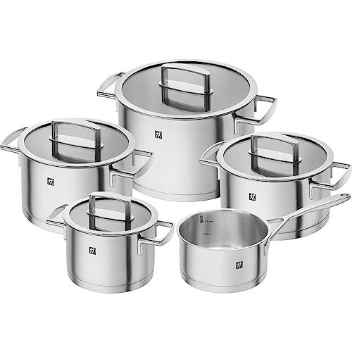 ZWILLING Vitality Kochtopf-Set, 5-teilig, 4 Deckel, Induktionsgeeignet, Edelstahl, Silber im Sale