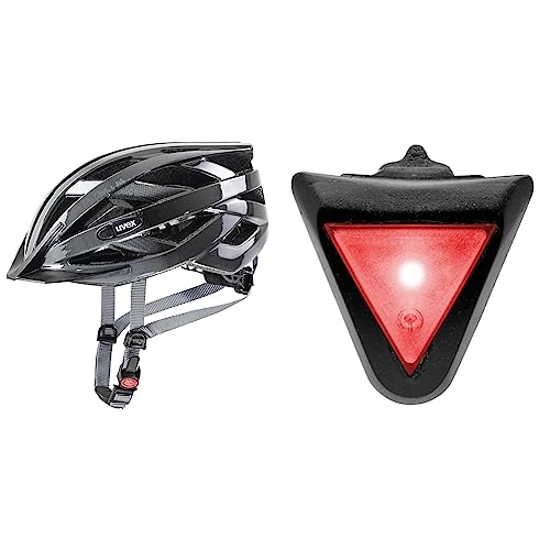 uvex air Wing - Leichter Allround-Helm - Grey-Black - 56-60 cm & Plug-in LED XB039 Licht - passend für uvex i-vo, uvex air Wing & Finale junior Modelle - Dauer- oder Blinklicht - Black-red - one Size