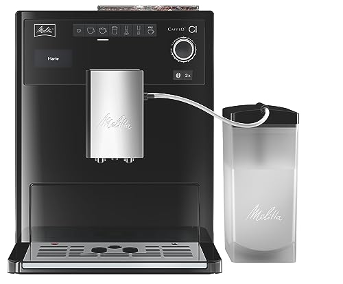 Melitta Caffeo CI - Kaffeevollautomat - mit Milchsystem - Zweikammer Bohnenbehälter - Direktwahltaste - 4-stufig einstellbare Kaffeestärke - Schwarz (E970-103)