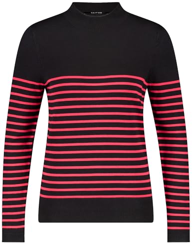 Taifun Damen Pullover mit Streifen-Dessin Langarm gestreift Schwarz Ringel 40 im Sale