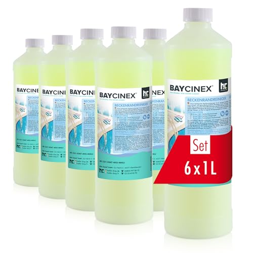 Höfer Chemie - 6 x 1 L BAYCINEX® Beckenrandreiniger alkalisch für Pool & Schwimmbad - in handlichen 1 L Flaschen