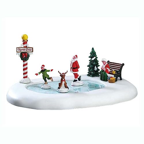 Lemax - North Pole Ice Follies - Breite 28,5cm - Animierte Weihnachtsfiguren auf Eis - Batteriebetrieben - Weihnachtswelt Zubehör