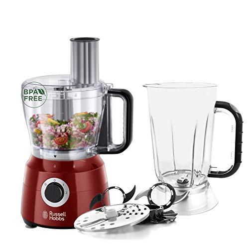 Russell Hobbs Küchenmaschine Multi [Standmixer/Mixer/Zerkleinerer/Schneider/Raspeler/Rührer] Food Processor Desire Rot (Mixen, Schneiden & Raspeln etc., Spülmaschinengeeignetes Zubehör, 600W) 24730-56 im Sale