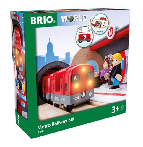 BRIO 33513 - Metro Bahn Set - Holzeisenbahn Kleinkind-Spielzeug ab 3 Jahren im Sale