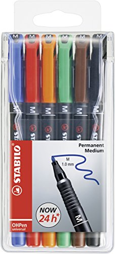 Folienstift - STABILO OHPen universal - permanent medium - 6er Pack - mit 6 verschiedenen Farben