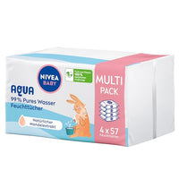 Thumbnail for NIVEA Baby AQUA Feuchttücher, Baby Feuchttücher zur sanften Reinigung empfindlicher Haut, hypoallergene und parfümfreie Feuchttücher für Babys mit 99% Wasser (4 x 57 Stück) im Sale