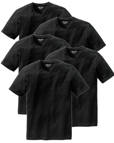 Otto Kern T Shirt Herren im 5er Pack, 5X Kurzarm-Shirts mit V-Ausschnitt, atmungsaktive T-Shirts Herren Schwarz und Weiß aus 100% Baumwolle, Weiß, Gr. im Sale