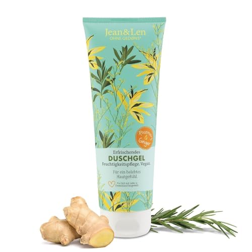 Jean & Len Feuchtigkeit Dusche Rosemary & Ginger, Duschgel für normale bis trockene Haut, reinigt und pflegt die Haut beim Waschen, würzig-frischer Rosmarin und Ingwer Duft, Shower Gel, 250 ml