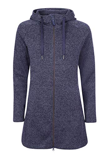 ELKLINE Damen Fleecemantel Durchwärmer | Strickfleecejacke halblang Übergangsjacke Kapuze, Farbe:blueshadow, Größe:44 im Sale