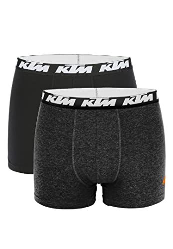 KTM by Freegun Boxershorts für Herren Unterwäsche Pant Men´s Boxer 2 er Pack, Farbe:Dark Grey / Black, Bekleidungsgröße:L