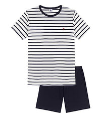 Thumbnail for Petit Bateau Jungen Pyjacourt, Weiss Marshmallow / Blau Smoking, 16 Jahre im Sale