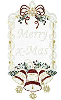 Thumbnail for Merry X-Mas Fensterbild Plauener Spitze 20x41 cm + Saugnapf Spitzenbild Fensterdeko Weihnachten